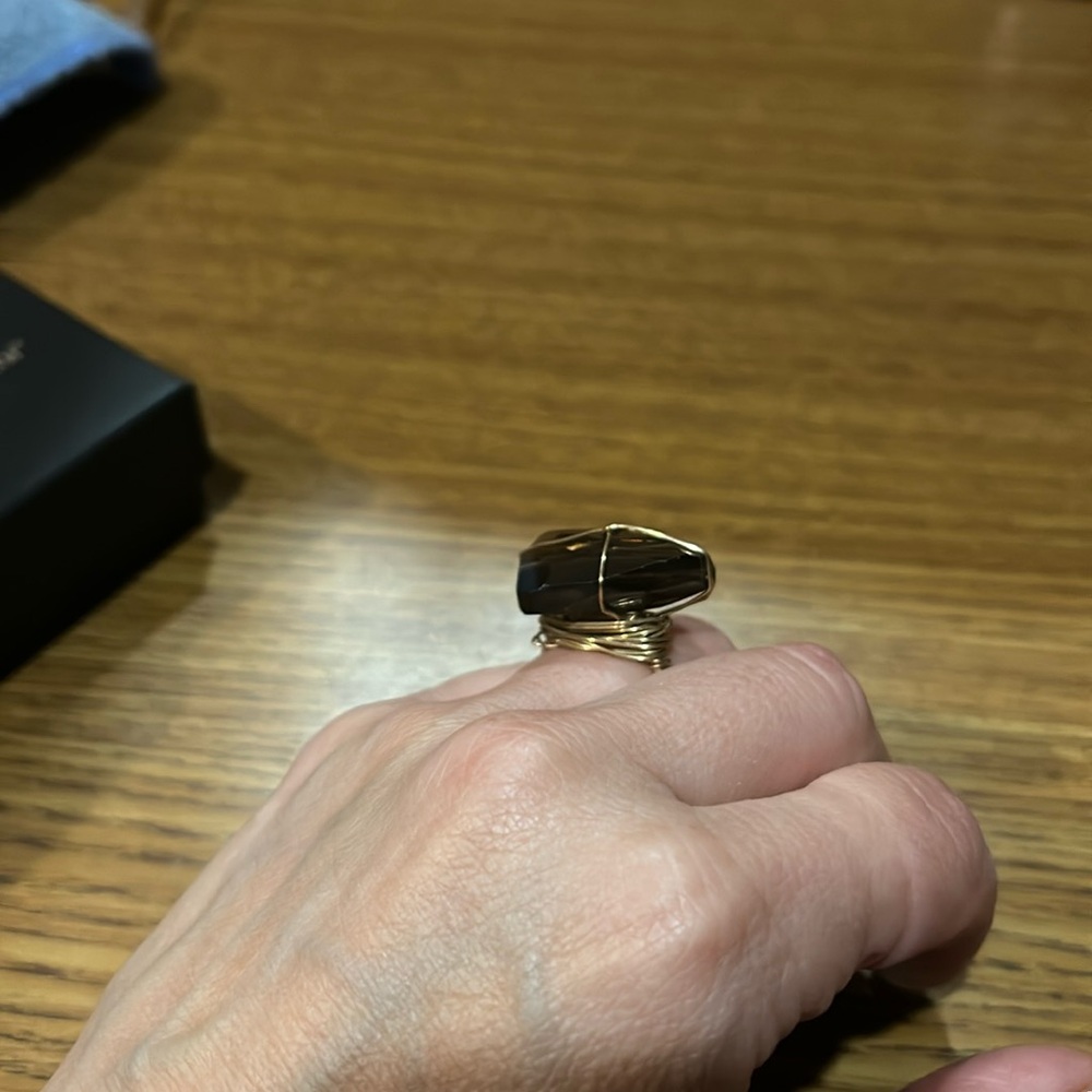 RobynRhodes Large Browne and gold stone ring